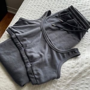 cropped grey tracksuit set